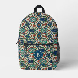 Stylish Vintage Ornate Floral Pattern Blue  Printed Backpack