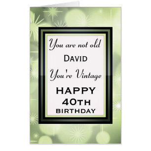 Stylish Vintage Personalised 40th Birthday Card