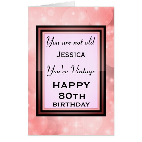 Stylish Vintage Personalised 80th Birthday Card