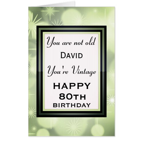 Stylish Vintage Personalised 80th Birthday Card