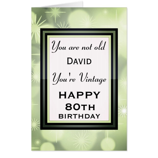 Stylish Vintage Personalised 80th Birthday Card (Front)