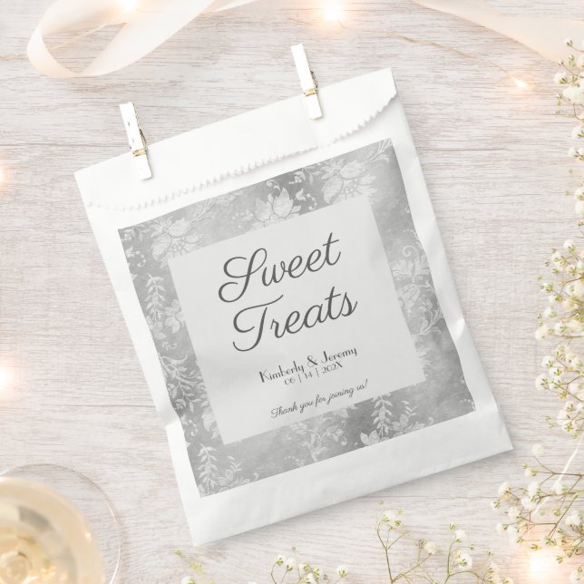 Stylish Vintage Pewter Wedding   Favor Bag (Clipped)