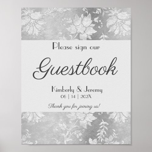 Stylish Vintage Pewter Wedding Guestbook Sign