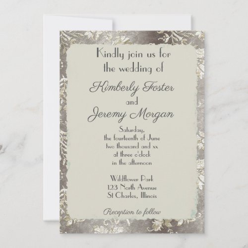 Stylish Vintage Pewter Wedding Invitation