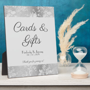 Stylish Vintage Pewter Wedding Sign Tabletop Plaque