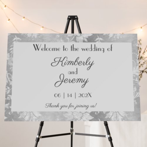 Stylish Vintage Pewter Wedding Welcome Foam Board