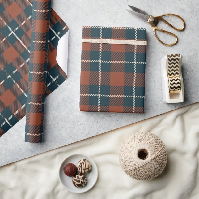 Stylish Vintage Plaid Checkered Pattern Wrapping Paper (Crafts)