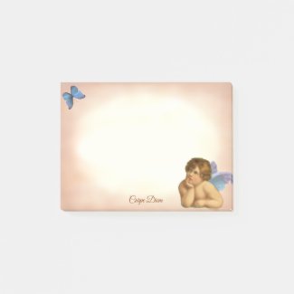 Stylish Vintage Raphael Cherub & Blue Butterfly