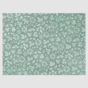 Stylish Vintage Sage Green Floral Pattern Tissue Paper