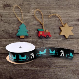 Stylish Vintage Turquoise Sleigh Glitter Monogram
