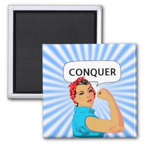 Stylish Vintage  Woman  Editable Conquer Text Magnet