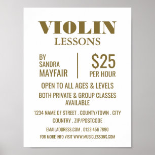 Stylish Violin Lessons Advertising Poster