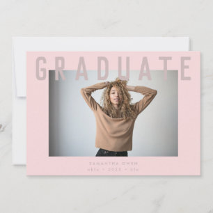 stylish voguish pink chic smart grad photo announcement