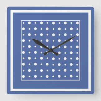 Stylish Wall Clock, Dark Blue Polka Dots Square Wall Clock