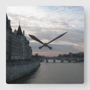 Stylish Wall Clock with beautiful sunset in Paris