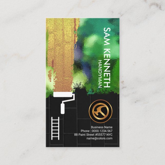 Stylish Wall Grunge Black Brick Wall Handyman Business Card (Front)