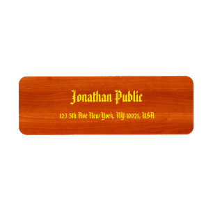 Stylish Walnut Wood Gold Classic Script Template Label