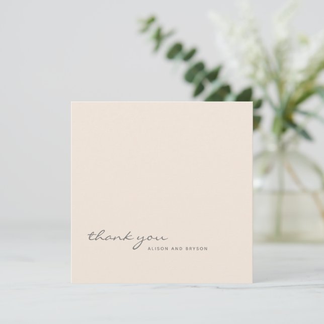 Stylish Warm Peach Solid Color Thank You Card (Standing Front)