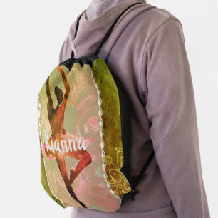 Stylish Watercolor Ballerina Drawstring Bag