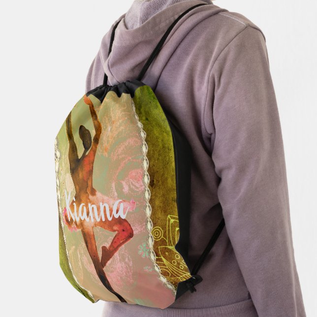 Stylish Watercolor Ballerina  Drawstring Bag (Insitu)