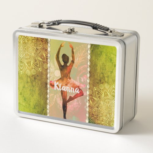Stylish Watercolor Ballerina    Metal Lunch Box
