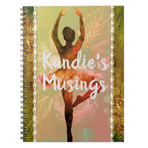 Stylish Watercolor Ballerina   Notebook