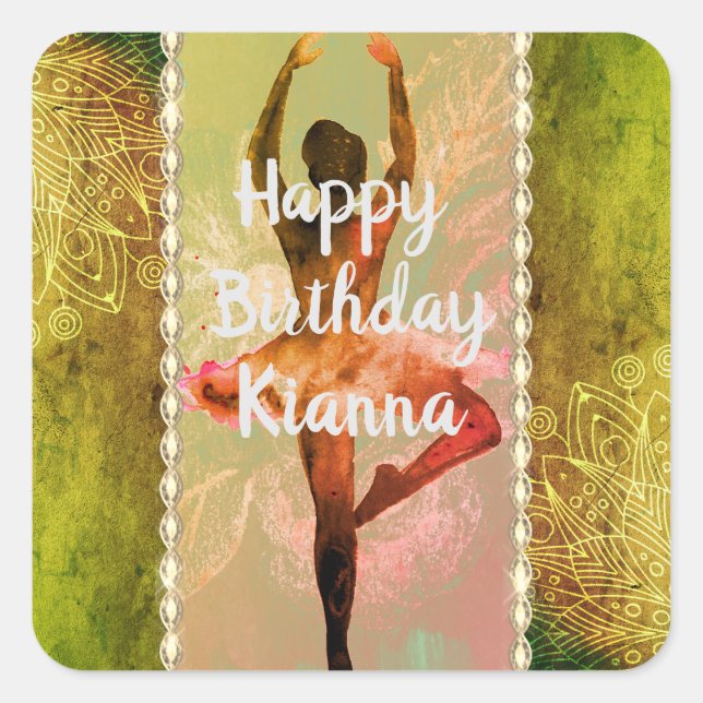 Stylish Watercolor Ballerina   Square Sticker (Front)
