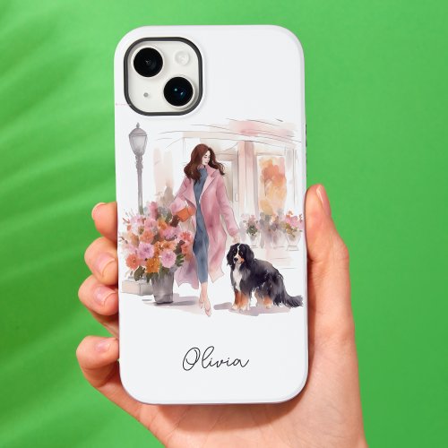 Stylish Watercolor Bernese Mountain Dog Lover Case_Mate iPhone 14 Plus Case