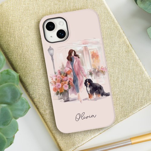 Stylish Watercolor Bernese Mountain Dog Lover Case_Mate iPhone 14 Plus Case