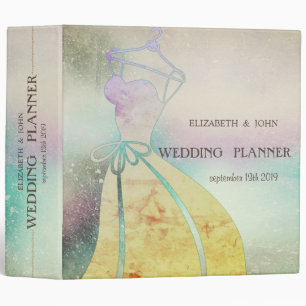 Stylish Watercolor Bride Dress Wedding 3 Ring Binder
