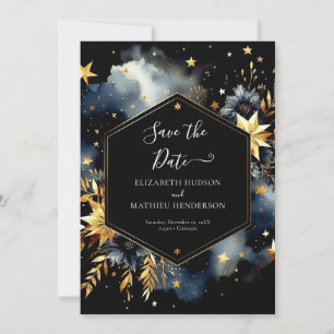 Stylish Watercolor Celestial Wedding Save The Date