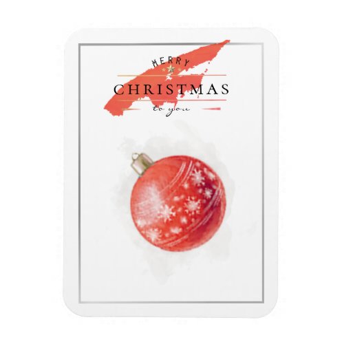 Stylish Watercolor Christmas Tree Red Ball Magnet