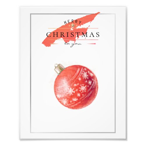 Stylish Watercolor Christmas Tree Red Ball Photo Print