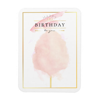 Stylish Watercolor Cotton Candy Birthday Magnet