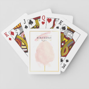 Stylish Watercolor Cotton Candy Birthday Playing Cards