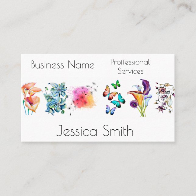 Stylish Watercolor Floral Consult Services  Appointment Card (Front)