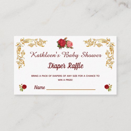 Stylish Watercolor Floral Diaper Raffle Tickets En Enclosure Card