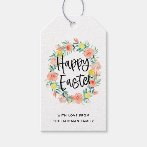 Stylish Watercolor Floral Happy Easter Gift Tags