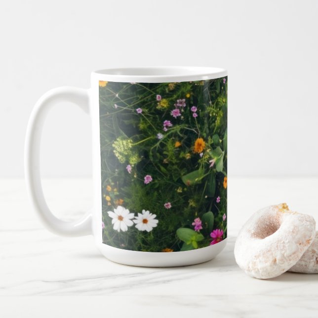Stylish Watercolor Floral Pattern Coffee Mug (With Donut)