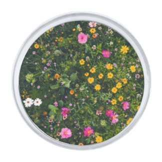 Stylish Watercolor Floral Pattern Silver Finish Lapel Pin