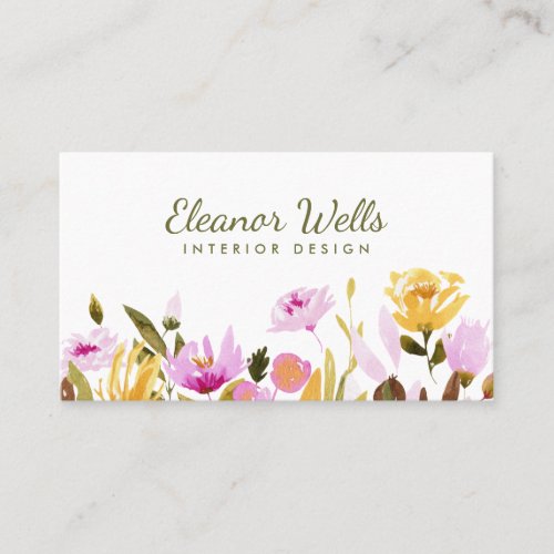 Stylish Watercolor Floral Personalized  Business Card