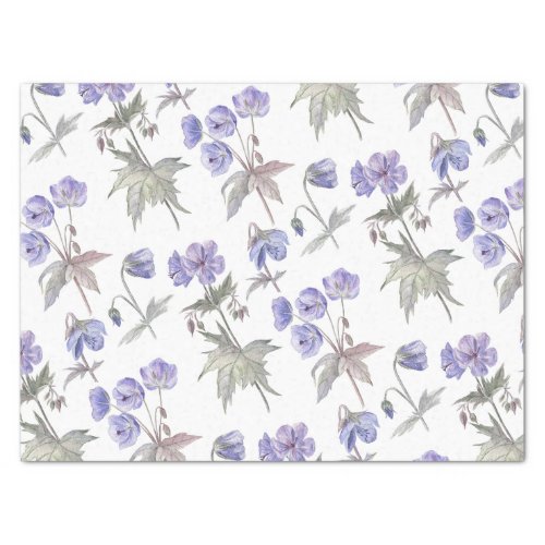 Stylish Watercolor Floral Purple Violet Flowers Tissue Paper