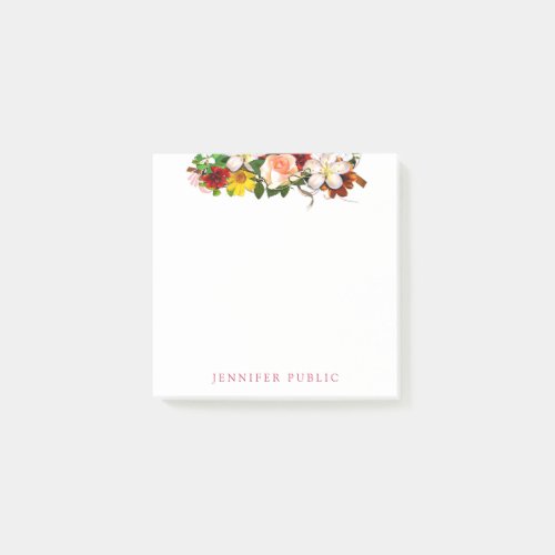 Stylish Watercolor Floral Template Flowers Modern Post_it Notes