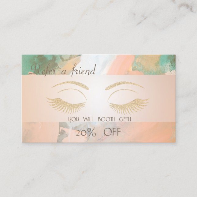 Stylish Watercolor ,Glitter Lashes Referral Card (Front)
