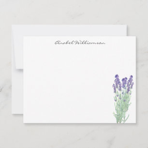 Stylish Watercolor Lavender Botanical Personalized Note Card