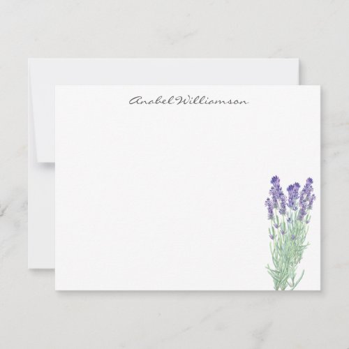 Stylish Watercolor Lavender Botanical Personalized Note Card
