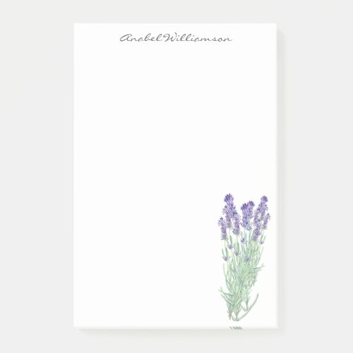 Stylish Watercolor Lavender Botanical Personalized Post_it Notes