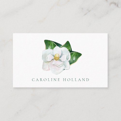 Stylish Watercolor Magnolia Flower Professional Business Card