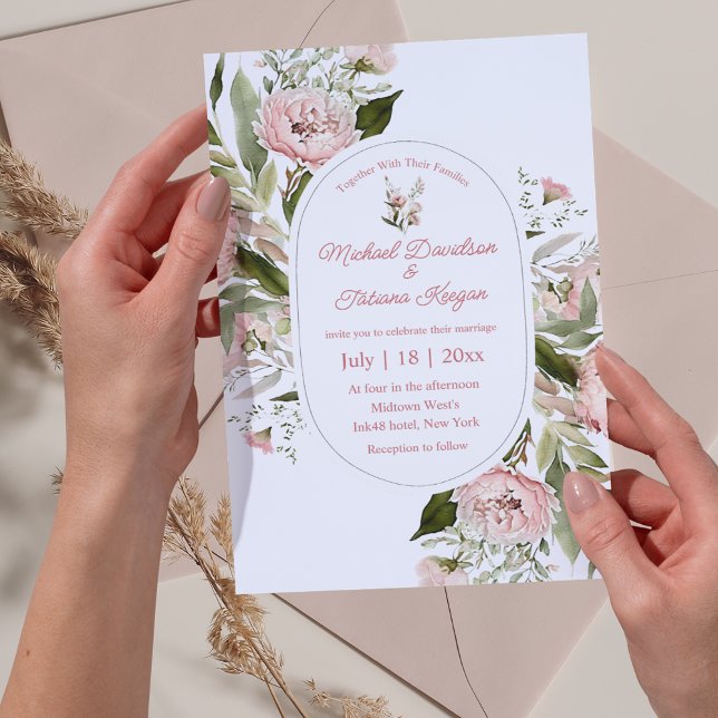 stylish watercolor pink floral garden wedding arch invitation (Creator Uploaded)