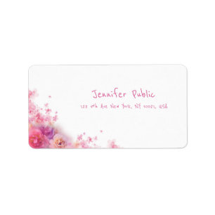 Stylish Watercolor Roses Modern Hand Script Floral Label